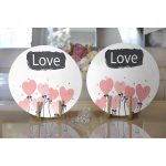 - Supla2li-9196-Gorsel2 - Realhomes  Realhomes Sevgililer Günü Temalı Özel Tasarım Dijital Baskılı Modern 2'li Yuvarlak Servis Altlığı - Supla Realhomes