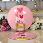 - Supla2li-9198-Gorsel1 - Realhomes  Realhomes Sevgililer Günü Temalı Özel Tasarım Dijital Baskılı Modern 2'li Yuvarlak Servis Altlığı - Supla Realhomes