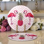 Realhomes Flamingo Desenli Dijital Baskılı Modern 2'li Yuvarlak Servis Altlığı - Supla Realhomes