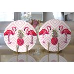 Realhomes Flamingo Desenli Dijital Baskılı Modern 2'li Yuvarlak Servis Altlığı - Supla Realhomes