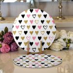 Realhomes Sevgililer Günü Temalı Özel Tasarım Dijital Baskılı Modern 2'li Yuvarlak Servis Altlığı - Supla Realhomes