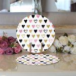 Realhomes Sevgililer Günü Temalı Özel Tasarım Dijital Baskılı Modern 2'li Yuvarlak Servis Altlığı - Supla Realhomes