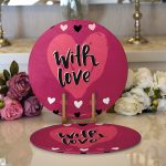 - Supla2li-9227-Gorsel1 - Realhomes Realhomes Sevgililer Günü Temalı Özel Tasarım Dijital Baskılı Modern 2'li Yuvarlak Servis Altlığı - Supla Realhomes