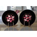 Realhomes Sevgililer Günü Temalı Özel Tasarım Dijital Baskılı Modern 2'li Yuvarlak Servis Altlığı - Supla Realhomes