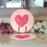 - Supla2li-9230-Gorsel3 - Realhomes Realhomes Sevgililer Günü Temalı Özel Tasarım Dijital Baskılı Modern 2'li Yuvarlak Servis Altlığı - Supla Realhomes