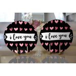 Realhomes Sevgililer Günü Temalı Özel Tasarım Dijital Baskılı Modern 2'li Yuvarlak Servis Altlığı - Supla Realhomes