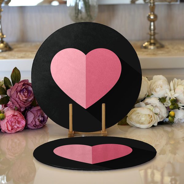 Realhomes Siyah Gri Düz Çizgiler Özel Tasarımlı Modern 2'li Yuvarlak Servis Altlığı - Supla Realhomes