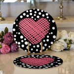 - Supla2li-9233-Gorsel1 - Realhomes  Realhomes Sevgililer Günü Temalı Özel Tasarım Dijital Baskılı Modern 2'li Yuvarlak Servis Altlığı - Supla Realhomes