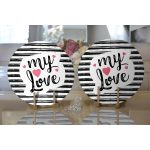 Realhomes Sevgililer Günü Temalı Özel Tasarım Dijital Baskılı Modern 2'li Yuvarlak Servis Altlığı - Supla Realhomes