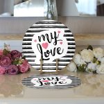 Realhomes Sevgililer Günü Temalı Özel Tasarım Dijital Baskılı Modern 2'li Yuvarlak Servis Altlığı - Supla Realhomes