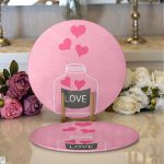 - Supla2li-9242-Gorsel1 - Realhomes Realhomes Sevgililer Günü Temalı Özel Tasarım Dijital Baskılı Modern 2'li Yuvarlak Servis Altlığı - Supla Realhomes