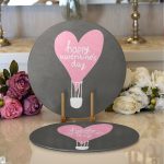 - Supla2li-9245-Gorsel1 - Realhomes Realhomes Sevgililer Günü Temalı Özel Tasarım Dijital Baskılı Modern 2'li Yuvarlak Servis Altlığı - Supla Realhomes