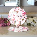 Realhomes Flamingo Desenli Dijital Baskılı Modern 2'li Yuvarlak Servis Altlığı - Supla Realhomes