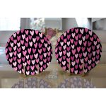 Realhomes Sevgililer Günü Temalı Özel Tasarım Dijital Baskılı Modern 2'li Yuvarlak Servis Altlığı - Supla Realhomes