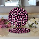 Realhomes Sevgililer Günü Temalı Özel Tasarım Dijital Baskılı Modern 2'li Yuvarlak Servis Altlığı - Supla Realhomes