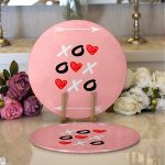 Realhomes Sevgililer Günü Temalı Özel Tasarım Dijital Baskılı Modern 2'li Yuvarlak Servis Altlığı - Supla Realhomes