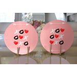 Realhomes Sevgililer Günü Temalı Özel Tasarım Dijital Baskılı Modern 2'li Yuvarlak Servis Altlığı - Supla Realhomes