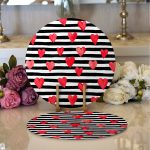 - Supla2li-9253-Gorsel1 - Realhomes Realhomes Sevgililer Günü Temalı Özel Tasarım Dijital Baskılı Modern 2'li Yuvarlak Servis Altlığı - Supla Realhomes