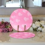 Realhomes Sevgililer Günü Temalı Özel Tasarım Dijital Baskılı Modern 2'li Yuvarlak Servis Altlığı - Supla Realhomes