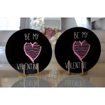 Realhomes Sevgililer Günü Temalı Özel Tasarım Dijital Baskılı Modern 2'li Yuvarlak Servis Altlığı - Supla Realhomes