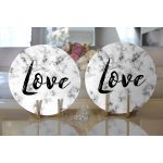 - Supla2li-9265-Gorsel2 - Realhomes Realhomes Mermer Zemin Üzerinde Love Yazılı Özel Tasarım Modern 2'li Yuvarlak Servis Altlığı - Supla Realhomes