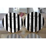 Realhomes Mermer ve Siyah Çizgili Dijital Baskılı Modern 2'li Yuvarlak Servis Altlığı - Supla Realhomes