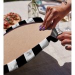 Realhomes Mermer ve Siyah Çizgili Dijital Baskılı Modern 2'li Yuvarlak Servis Altlığı - Supla Realhomes