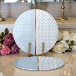 Realhomes Mavi & Beyaz Ogea Desenli Dijital Baskılı Modern 2'li Yuvarlak Servis Altlığı - Supla Realhomes