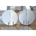 Realhomes Mavi & Beyaz Ogea Desenli Dijital Baskılı Modern 2'li Yuvarlak Servis Altlığı - Supla Realhomes