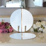 Realhomes Mavi & Beyaz Ogea Desenli Dijital Baskılı Modern 2'li Yuvarlak Servis Altlığı - Supla Realhomes