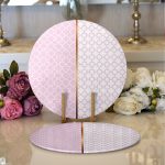 - Supla2li-9273-Gorsel1 - Realhomes Realhomes Pembe & Beyaz Ogea Desenli Dijital Baskılı Modern 2'li Yuvarlak Servis Altlığı - Supla Realhomes