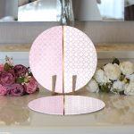 - Supla2li-9273-Gorsel3 - Realhomes Realhomes Pembe & Beyaz Ogea Desenli Dijital Baskılı Modern 2'li Yuvarlak Servis Altlığı - Supla Realhomes