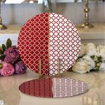 - Supla2li-9275-Gorsel1 - Realhomes Realhomes Bordo & Beyaz Ogea Desenli Dijital Baskılı Modern 2'li Yuvarlak Servis Altlığı - Supla Realhomes