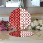 - Supla2li-9275-Gorsel3 - Realhomes Realhomes Bordo & Beyaz Ogea Desenli Dijital Baskılı Modern 2'li Yuvarlak Servis Altlığı - Supla Realhomes