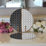 - Supla2li-9276-Gorsel3 - Realhomes Realhomes Siyah & Beyaz Ogea Desenli Dijital Baskılı Modern 2'li Yuvarlak Servis Altlığı - Supla Realhomes