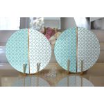 Realhomes Mint Yeşili & Beyaz Ogea Desenli Dijital Baskılı Modern 2'li Yuvarlak Servis Altlığı - Supla Realhomes