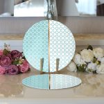 Realhomes Mint Yeşili & Beyaz Ogea Desenli Dijital Baskılı Modern 2'li Yuvarlak Servis Altlığı - Supla Realhomes