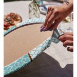 Realhomes Mint Yeşili & Beyaz Ogea Desenli Dijital Baskılı Modern 2'li Yuvarlak Servis Altlığı - Supla Realhomes