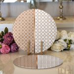 Realhomes Vizon & Beyaz Ogea Desenli Dijital Baskılı Modern 2'li Yuvarlak Servis Altlığı - Supla Realhomes