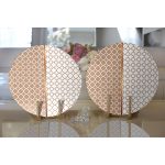 Realhomes Vizon & Beyaz Ogea Desenli Dijital Baskılı Modern 2'li Yuvarlak Servis Altlığı - Supla Realhomes