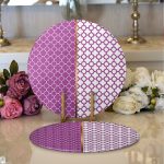 Realhomes Mor & Beyaz Ogea Desenli Dijital Baskılı Modern 2'li Yuvarlak Servis Altlığı - Supla Realhomes