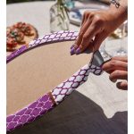 Realhomes Mor & Beyaz Ogea Desenli Dijital Baskılı Modern 2'li Yuvarlak Servis Altlığı - Supla Realhomes