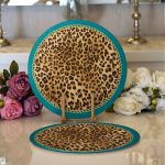 - Supla2li-9281-Gorsel1 - Realhomes  Realhomes Leopar Desenli Dijital Baskılı Modern 2'li Yuvarlak Servis Altlığı - Supla Realhomes