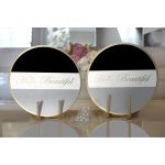 Realhomes Hello Beautiful Siyah & Beyaz Dijital Baskılı Modern 2'li Yuvarlak Servis Altlığı - Supla Realhomes
