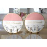 - Supla2li-9286-Gorsel2 - Realhomes  Realhomes Hello Beautiful Pembe & Mermer Dijital Baskılı Modern 2'li Yuvarlak Servis Altlığı - Supla Realhomes