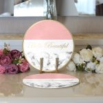 - Supla2li-9286-Gorsel3 - Realhomes  Realhomes Hello Beautiful Pembe & Mermer Dijital Baskılı Modern 2'li Yuvarlak Servis Altlığı - Supla Realhomes