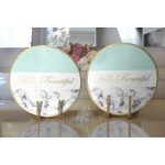 Realhomes Hello Beautiful Mint Yeşili & Mermer Dijital Baskılı Modern 2'li Yuvarlak Servis Altlığı - Supla Realhomes