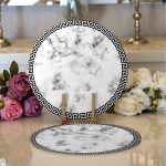 - Supla2li-9292-Gorsel1 - Realhomes  Realhomes Mermer Tasarımlı Modern Dijital Baskılı 2'li Yuvarlak Servis Altlığı - Supla Realhomes