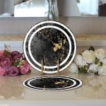 - Supla2li-9293-Gorsel3 - Realhomes Realhomes Mermer Tasarımlı Modern Dijital Baskılı 2'li Yuvarlak Servis Altlığı - Supla Realhomes