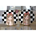 Realhomes Dama Zeminli Fuchion Girl Tasarımlı Dijital Baskılı 2'li Yuvarlak Servis Altlığı - Supla Realhomes